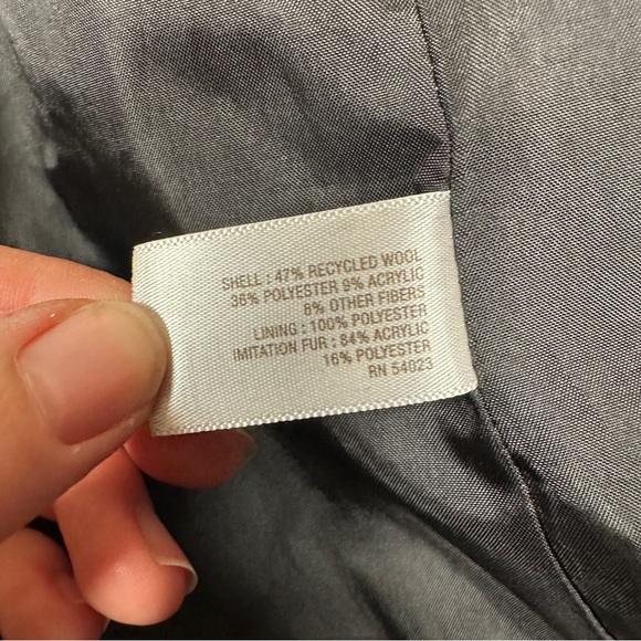 Black wool Trench Coat Floral Embroidery grandma cottagecore long button pink - Picture 4 of 9